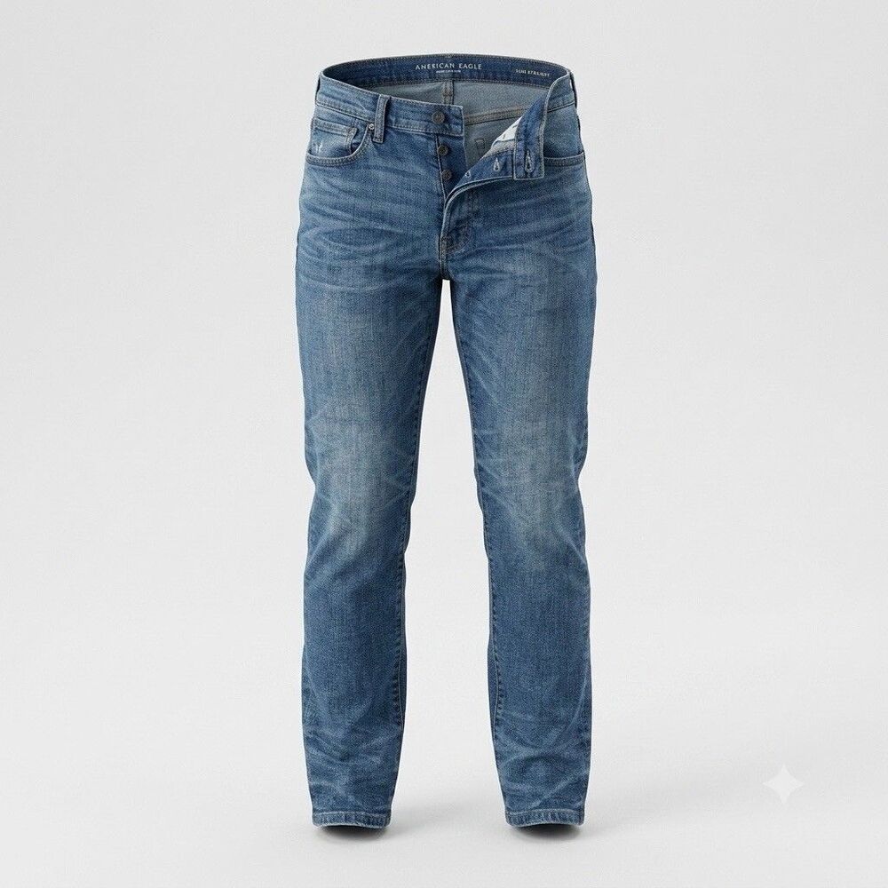 American Eagle Men's Jeans 30x32 Blue Extreme Flex 4 Stretch Slim Straight Denim
